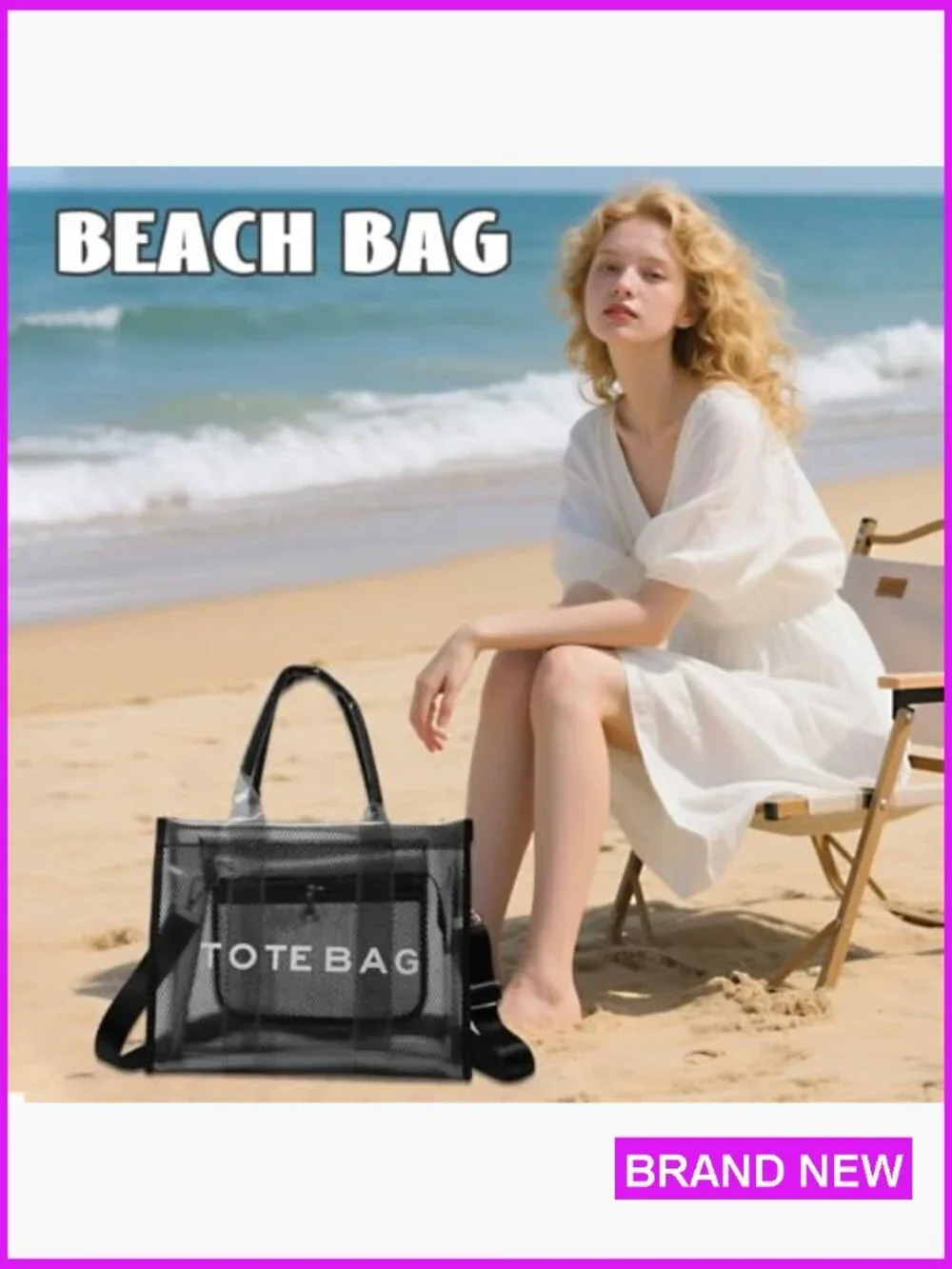 Clear Tote Bag for Women Large Mesh Beach PVC Crossbody Stadium Travel Sports